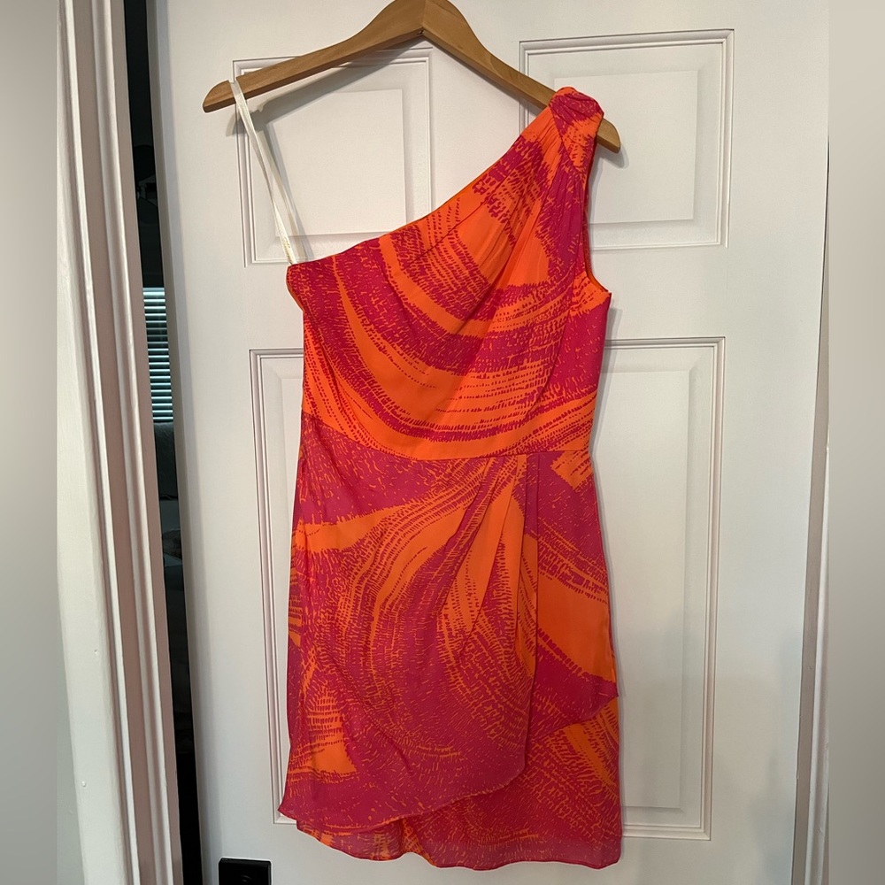 Shoshanna One Shoulder Coral dress